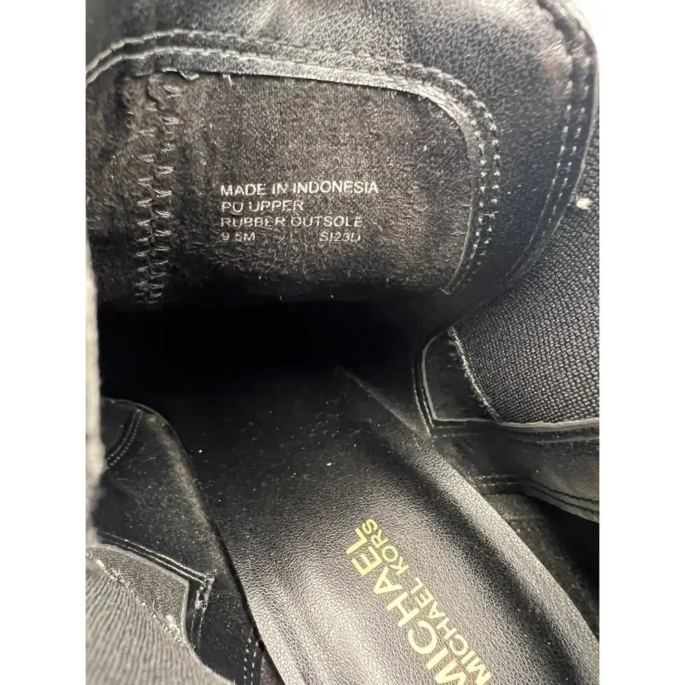 Michael Kors Evaline Heeled Black Leather Bootie Women Size 9.5